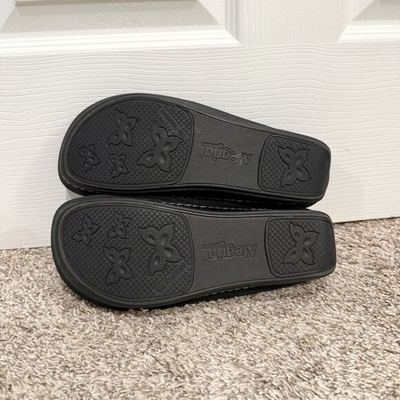 Alegria Black Leather Debra DEB-531 Floral Embossed Rose Slip On Clog Nurse 38 - Picture 6 of 7